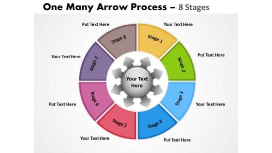 Business Framework Model One Many Arrow Process 8 Stages Consulting Diagram