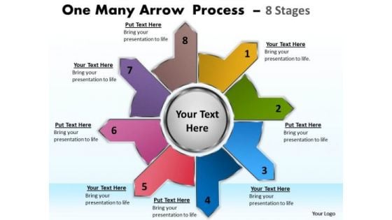 Business Framework Model One Many Arrow Process 8 Stages Sales Diagram