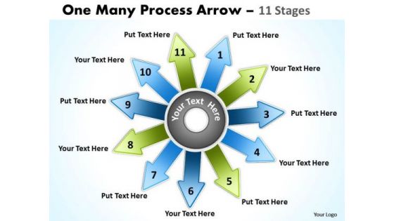 Business Framework Model One Many Process Arrow 11 Stages Business Diagram