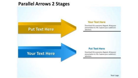 Business Framework Model Parallel Arrows 2 Stages Sales Diagram