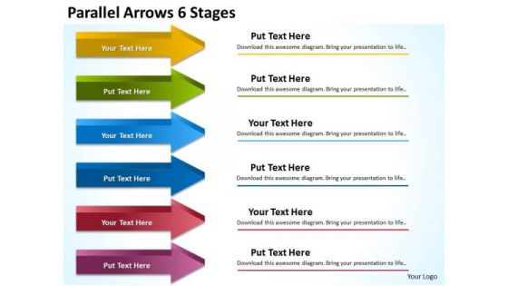 Business Framework Model Parallel Arrows 6 Stages Consulting Diagram