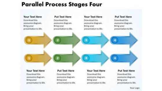 Business Framework Model Parallel Process Stages Four Sales Diagram