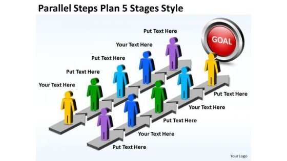 Business Framework Model Parallel Steps Plan 5 Stages Style Business Cycle Diagram