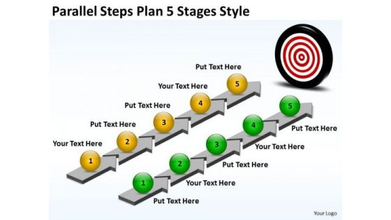 Business Framework Model Parallel Steps Plan 5 Stages Style Strategic Management