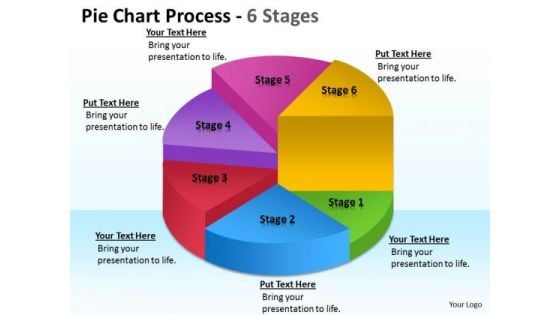 Business Framework Model Pie Chart Process 6 Stages Marketing Diagram