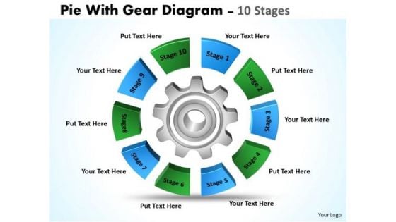 Business Framework Model Pie With Gear Diagram 10 Stages Strategy Diagram