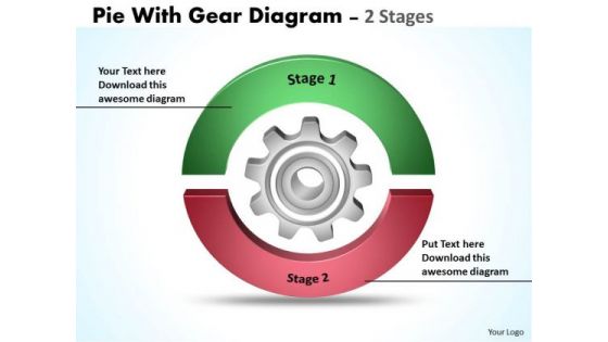 Business Framework Model Pie With Gear Diagram 2 Stages Marketing Diagram