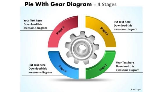 Business Framework Model Pie With Gear Diagram 4 Stages Business Diagram