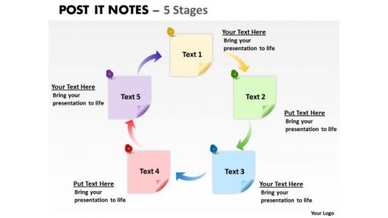 Business Framework Model Post It Notes 5 Sales Diagram