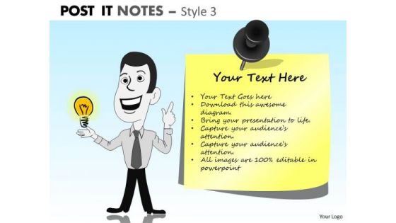 Business Framework Model Post It Notes Style 3 Strategy Diagram