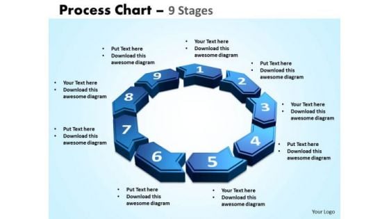 Business Framework Model Process Chart 9 Stages Business Diagram