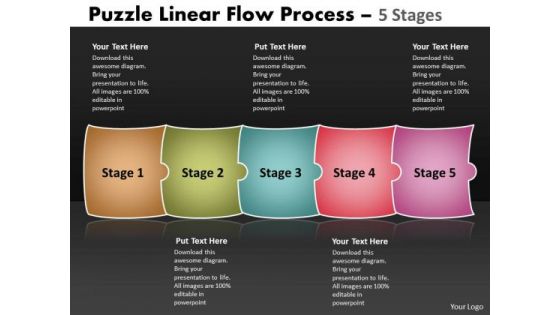 Business Framework Model Puzzle Linear Flow Process 5 Stages Sales Diagram