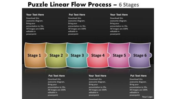 Business Framework Model Puzzle Linear Flow Process 6 Stages Business Diagram