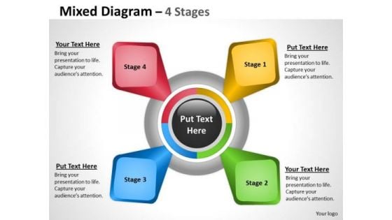 Business Framework Model Sales Mixed Diagram With 4 Stages Sales Diagram