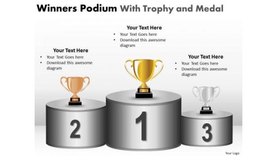 Business Framework Model Winners Podium With Trophy And Medal Sales Diagram