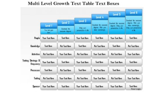 Business Framework Multi Level Growth Text Table Text Boxes 3 PowerPoint Presentation