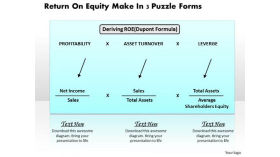 Business Framework Return On Equity Make In 3 Puzzle Forms PowerPoint Presentation