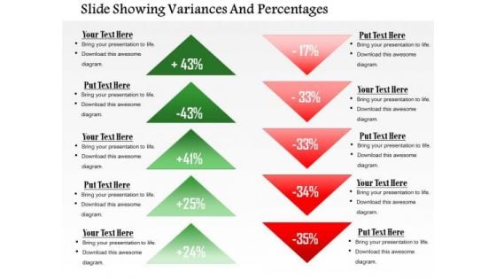 Business Framework Slide Showing Variances And Percentages PowerPoint Presentation