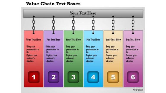 Business Framework Value Chain Text Boxes PowerPoint Presentation