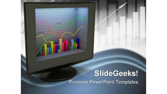 Business Graph On Monitor Success PowerPoint Templates And PowerPoint Backgrounds 0411