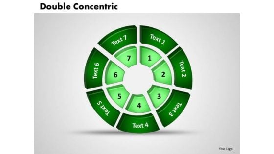 Business Growth PowerPoint Templates Business 3d Double Concentric Rings Pieces Ppt Slides