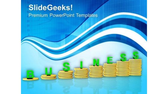 Business Growth Shown By Coin Stack PowerPoint Templates Ppt Backgrounds For Slides 0313