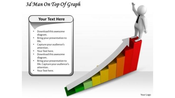 Business Growth Strategy 3d Man On Top Of Graph Character