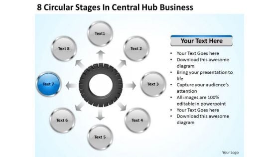 Business Growth Strategy 8 Circular Stages Central Hub Ppt Level