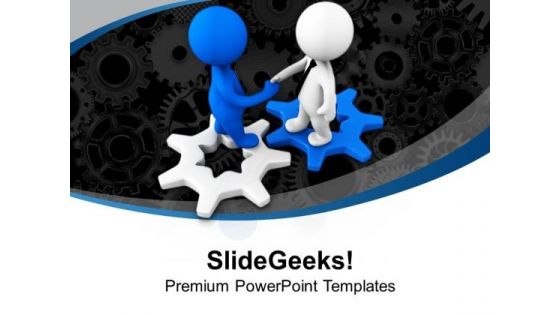 Business Handshake On Gears PowerPoint Templates Ppt Backgrounds For Slides 0713