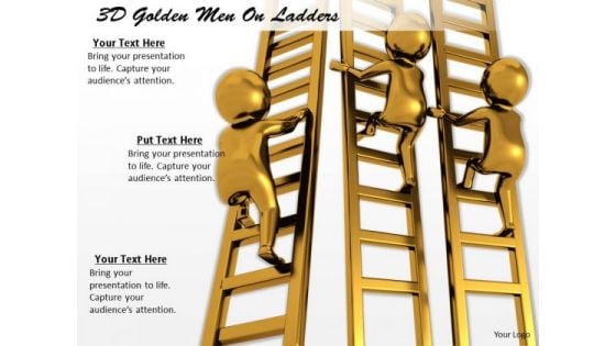 Business Integration Strategy 3d Golden Men Ladders Character Models