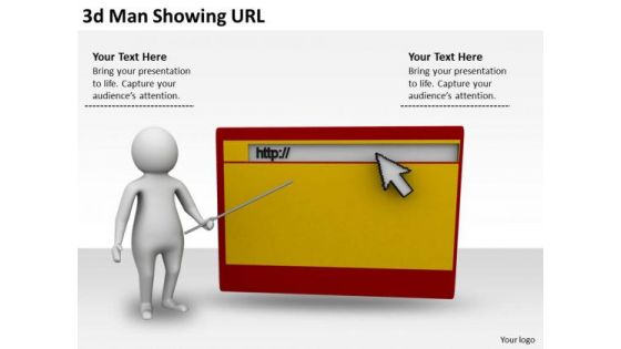 Business Integration Strategy 3d Man Showing Url Characters