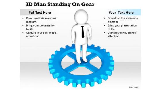 Business Integration Strategy 3d Man Standing Gear Adaptable Concepts