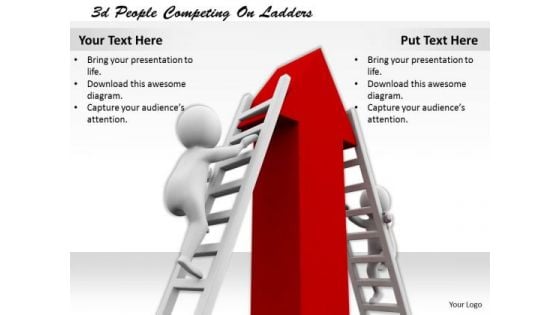 Business Integration Strategy 3d People Competing Ladders Character Modeling