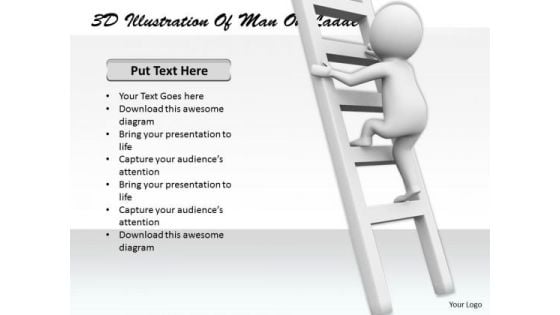 Business Intelligence Strategy 3d Illustration Of Man Ladder Concept Statement