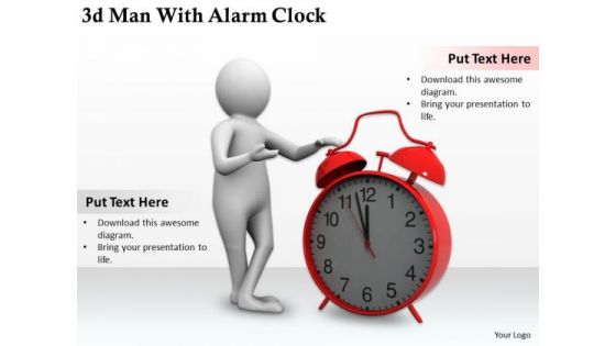 Business Intelligence Strategy 3d Man With Alarm Clock Concepts