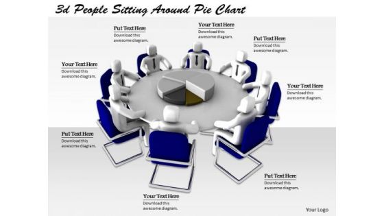 Business Intelligence Strategy 3d People Sitting Around Pie Chart Basic Concepts