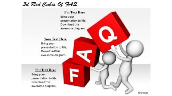 Business Intelligence Strategy 3d Red Cubes Of Faq Character Models