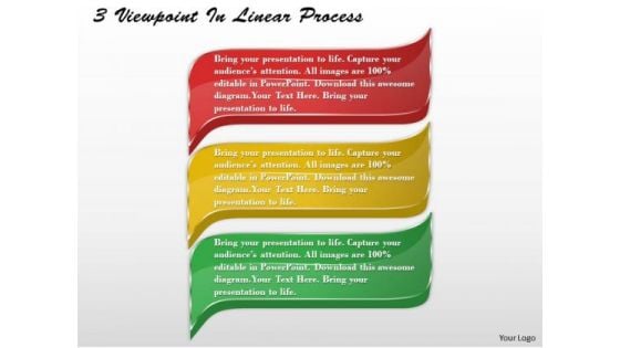 Business Level Strategy 3 Viewpoints Linear Process Simple Strategic Plan Template Ppt Slide