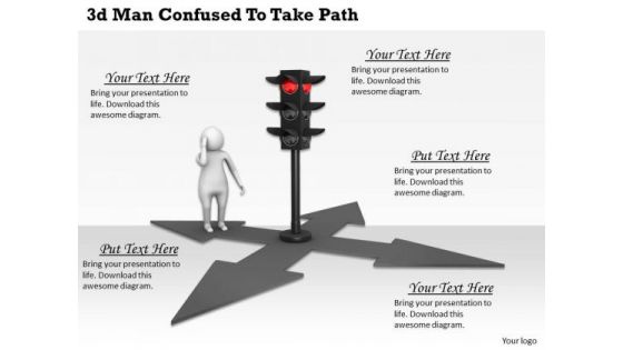 Business Level Strategy 3d Man Confused To Take Path Character Modeling