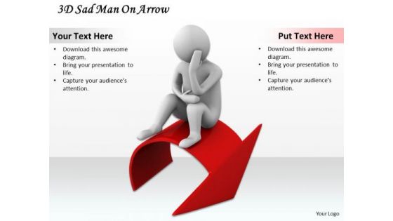 Business Level Strategy 3d Sad Man On Arrow Adaptable Concepts