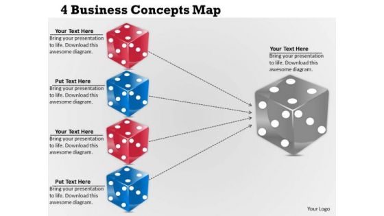 Business Level Strategy 4 Concepts Map Simple Strategic Plan Template Ppt Slide