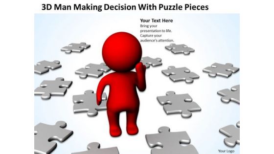 Business Life Cycle Diagram 3d Man Making Decision With Puzzle Pieces PowerPoint Templates