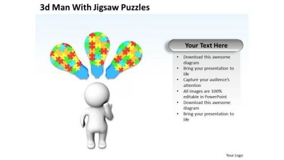 Business Life Cycle Diagram 3d Man With Jigsaw Puzzles PowerPoint Templates