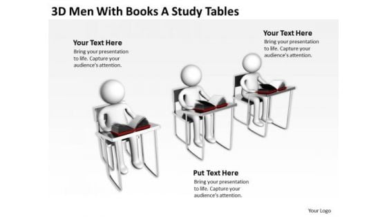 Business Life Cycle Diagram 3d Men With Books Study Tables PowerPoint Templates