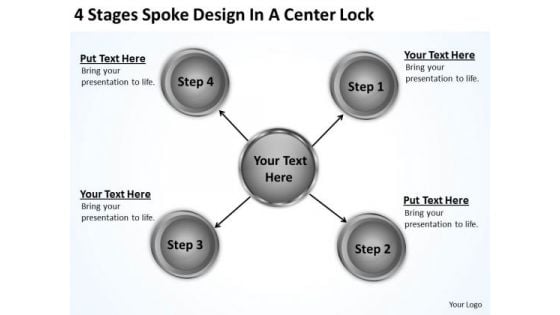 Business Life Cycle Diagram 4 Stages Spoke Design Center Lock Ppt PowerPoint Slides