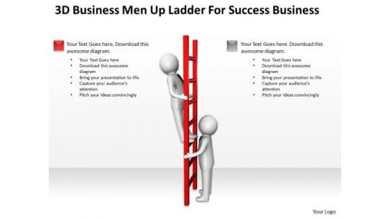 Business Logic Diagram 3d Man Up Ladder For Success PowerPoint Slides