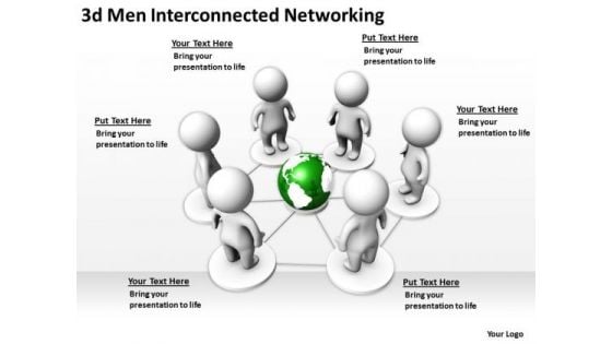 Business Logic Diagram 3d Men Interconnected Networking PowerPoint Templates