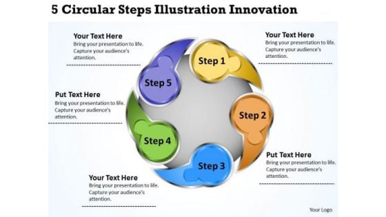 Business Logic Diagram 5 Circular Steps Illustration Innovation PowerPoint Slides