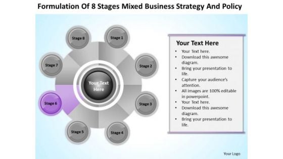 Business Logic Diagram Of 8 Stages Mixed Strategy And Policy PowerPoint Slides