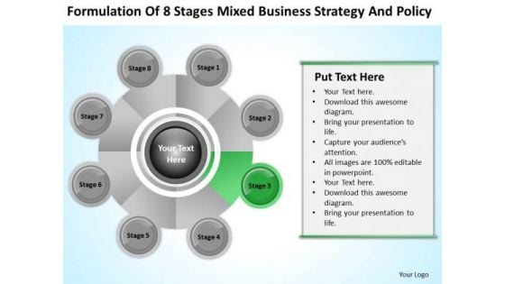 Business Logic Diagram Of 8 Stages Mixed Strategy And Policy Ppt 3 PowerPoint Slides